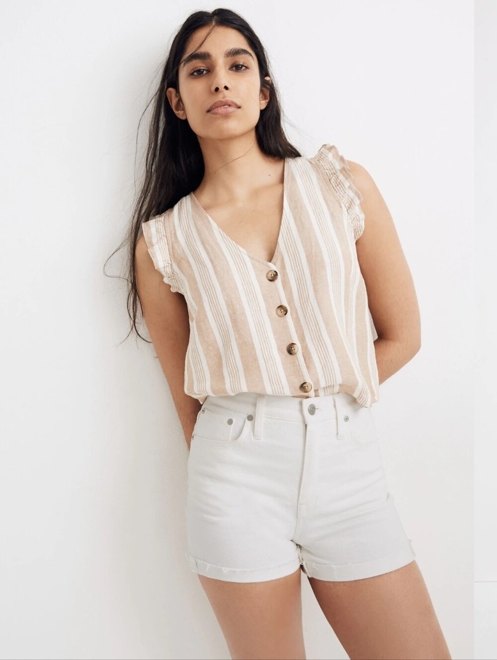 ❤️ NWT! MADEWELL HIGH RISE DENIM JEAN SHORTS, IVORY/OFF WHITE, 10 (30)